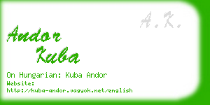 andor kuba business card